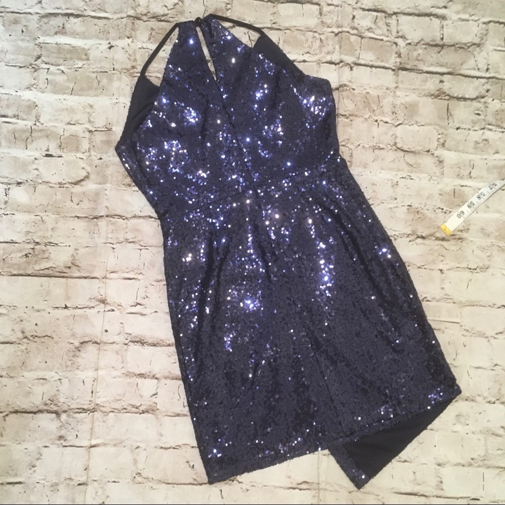 Lulus navy blue sequin straps Mini dress.
